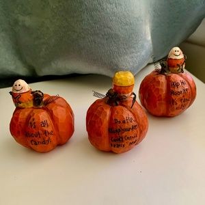 3 Halloween Pumpkins with Candy Corn